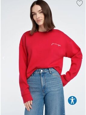 NWT MSRP $98 Favorite Daughter The Cropped Signature Sweatshirt in Red; Size S
